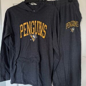 Penguins Mens Pajamas Set - Grey